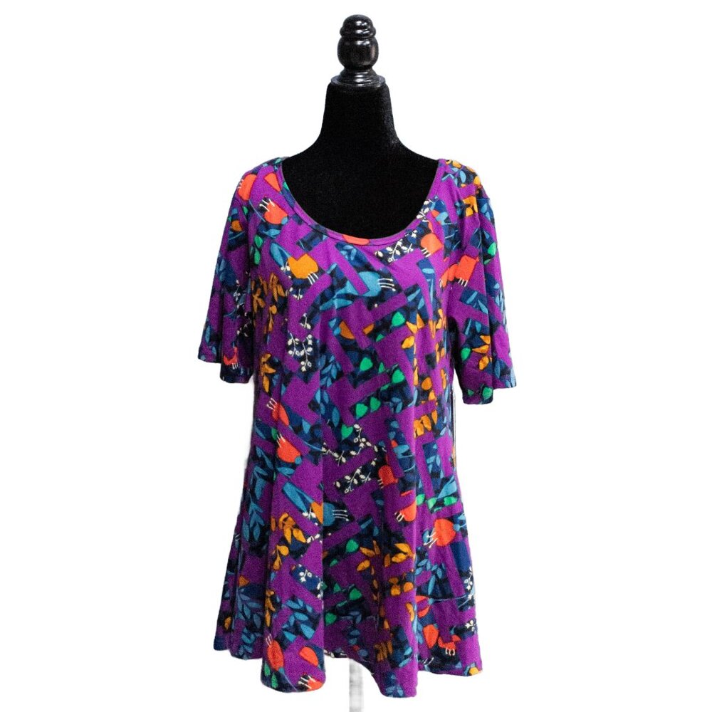 NWT LuLaRoe Purple Geometric Perfect T, Size Large